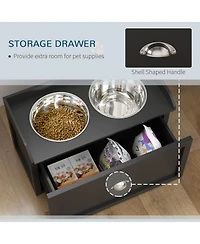 Ruie Modern Elevated Dog Feeding Station with Sliding Storage Drawer