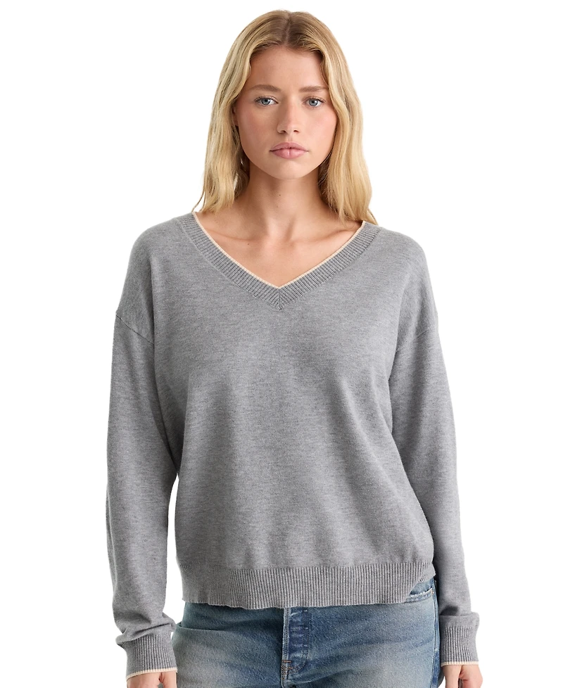 Good American Women's Cozy V-Neck Pull-On Sweater