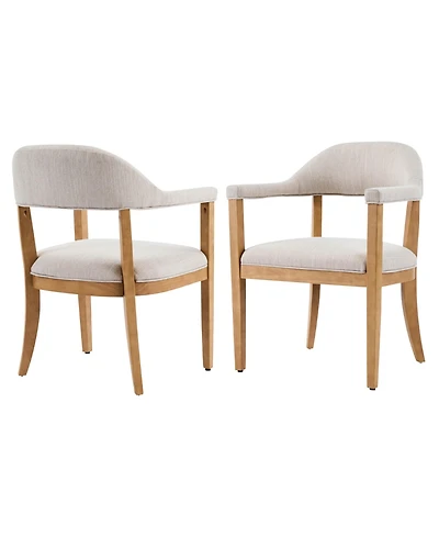 Boyel Living 2-Piece Upholstered Dining Chairs with Arms, Fabric and Rubberwood Frame, Modern Ergonomic
