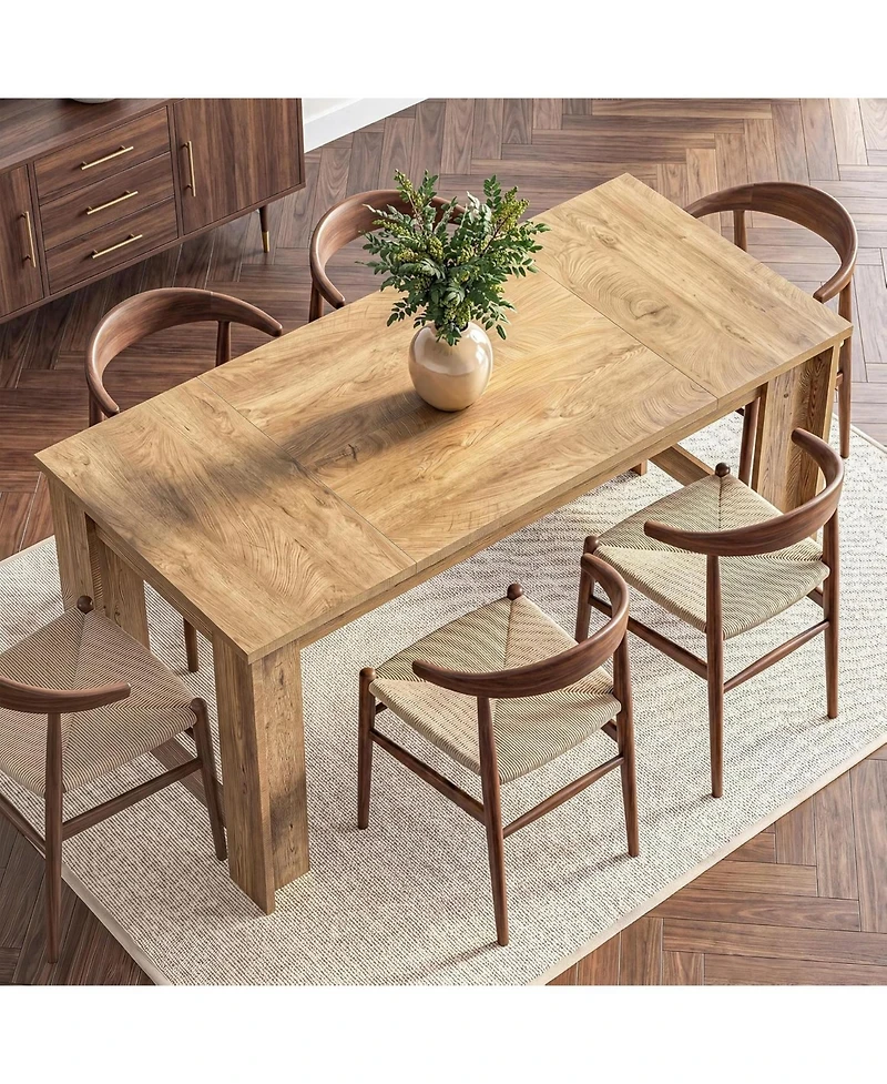 Tribesigns Dining Table for 6–8, 70.8" Farmhouse Dining Room Table with Sturdy Panel Legs, Large Wooden Kitchen Table