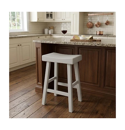 HomeRoots 25" Solid Wood Backless Counter Height Bar Chair