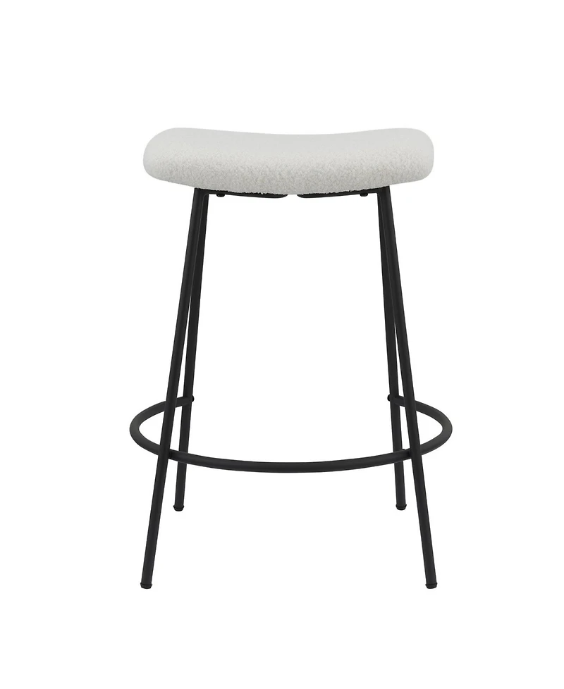 HomeRoots Set of Two 26" Fabric and Metal Backless Counter Height Bar Chairs