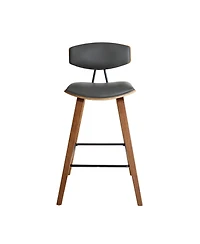 HomeRoots 29" Faux Leather and Iron Low Back Bar Height Bar Chair
