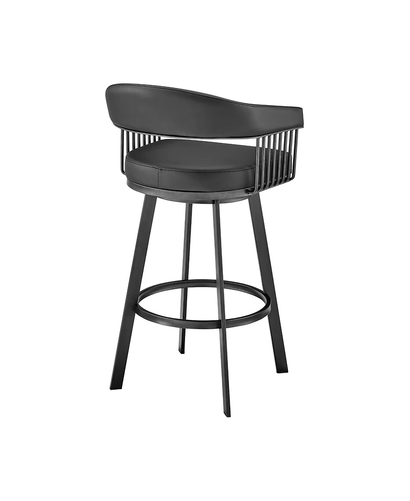 HomeRoots 26" Faux Leather and Iron Low Back Counter Height Swivel Bar Chair