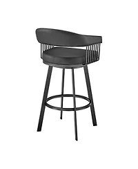 HomeRoots 26" Faux Leather and Iron Low Back Counter Height Swivel Bar Chair