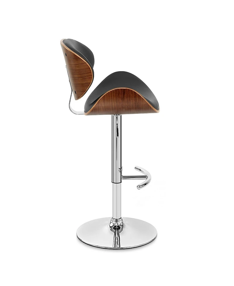 HomeRoots 25" Faux Leather and Solid Wood Swivel Low Back Adjustable Height Bar Chair