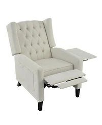 Streamdale Furniture Manual Adjustable Wingback Recliner with Side Table and Usb Ports