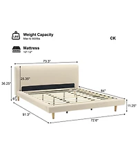 Streamdale Furniture Chunky Cal-King Bed Frame, Solid Rubberwood Legs, 800lbs Capacity