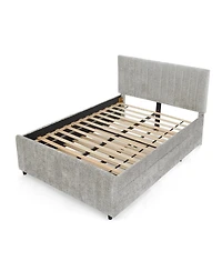 Streamdale Furniture Full Size Vertical Striped Upholstered Pull-out Trundle Bed