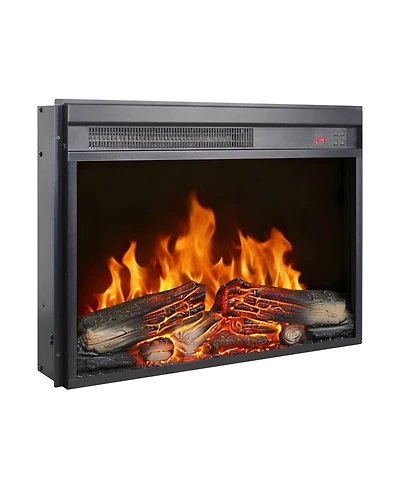 Mondawe Inch Electric Fireplace Insert, Ultra Thin Heater With Log Set And Realistic Flame, Remote Control With Timer