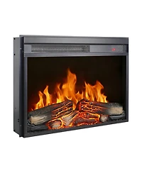 Mondawe Inch Electric Fireplace Insert, Ultra Thin Heater With Log Set And Realistic Flame, Remote Control With Timer