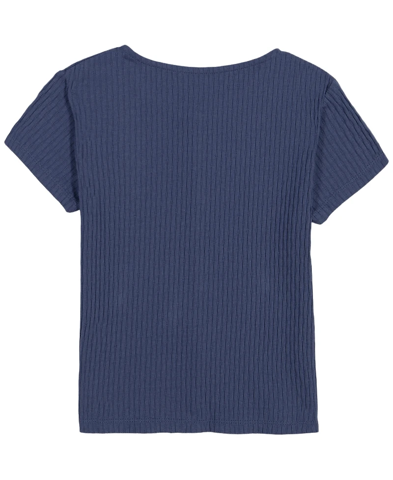 Tommy Hilfiger Girls' 7-16 Pointelle Rib 55 Short-Sleeve T-Shirt
