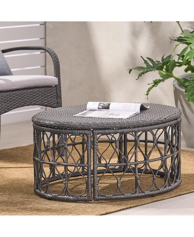 Streamdale Furniture Boho Wicker Outdoor Coffee Table with Looped Design