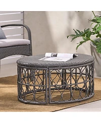 Streamdale Furniture Boho Wicker Outdoor Coffee Table with Looped Design