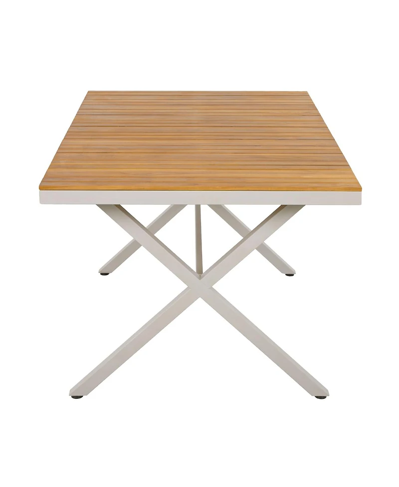 Streamdale Furniture Teak Wood and Steel Rectangular Outdoor Dining Table