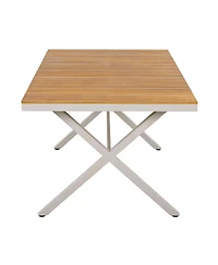 Streamdale Furniture Teak Wood and Steel Rectangular Outdoor Dining Table