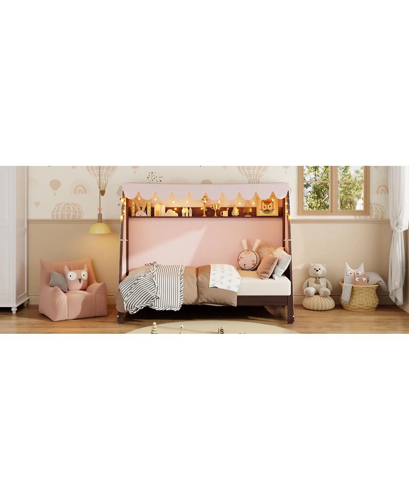 Streamdale Furniture Twin Xl House Bed with Twin Xl Trundle, Shelf