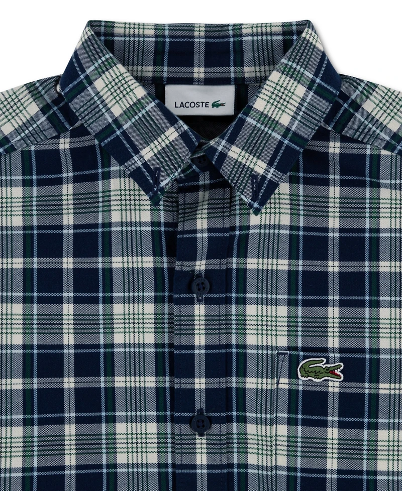 Lacoste Boys' 10-16 Long-Sleeve Plaid Shirt
