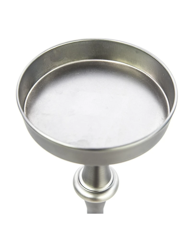 HomeRoots Brushed Silver Finish Drink Size Accent Table