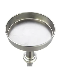 HomeRoots Brushed Silver Finish Drink Size Accent Table