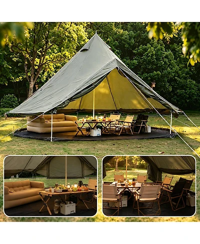 Streamdale Furniture Oxford 13.1feet Family Bell Tent with Stove Jack - 4-Season Glamping Shelter