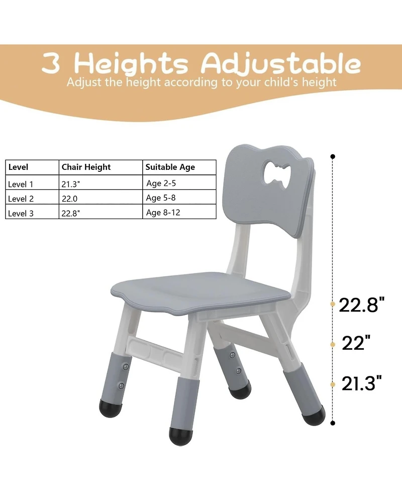 homfan 4 Pack Adjustable Height Kids Plastic Chairs Set