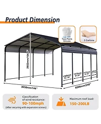 Clihome Heavy Duty Metal Carport With Galvanized Steel Roof