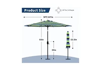 homfan 9 Feet Patio Umbrella, Outdoor Market Umbrella with Push Button Tilt and Crank, 8-Rib Iron Frame, striped