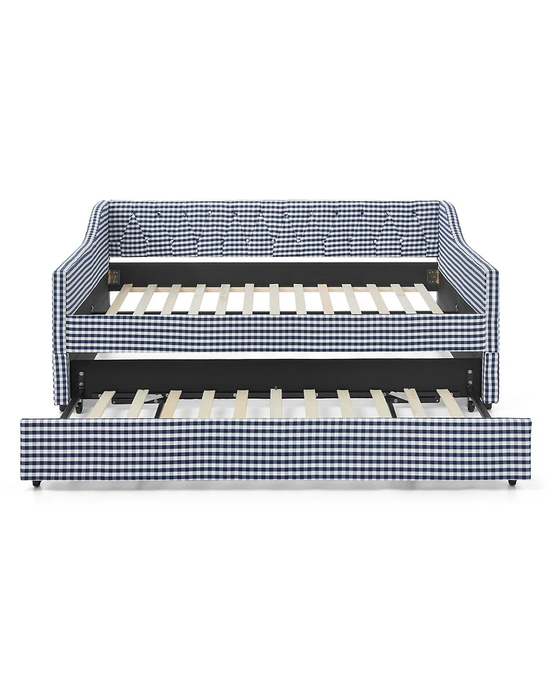 Streamdale Furniture Upholstered Full-Size Convertible Daybed with Trundle and Side Storage