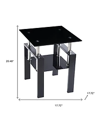 HomeRoots Glass and Metal Square End Tables With Shelf