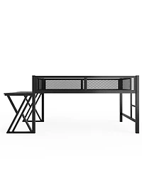 Streamdale Furniture Twin Xl Gaming Loft Bed with Desk, Led Lights, Usb Ports and Staircase