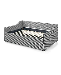 Streamdale Furniture Upholstered Full-Size Convertible Daybed with Trundle and Side Storage