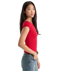 Good American Women's Collarless Short-Sleeve Cotton Top