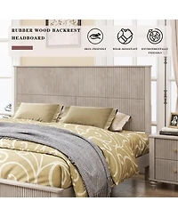 Streamdale Furniture King Solid Wood Platform Bed Frame with Tall Headboard, No Box Spring Needed