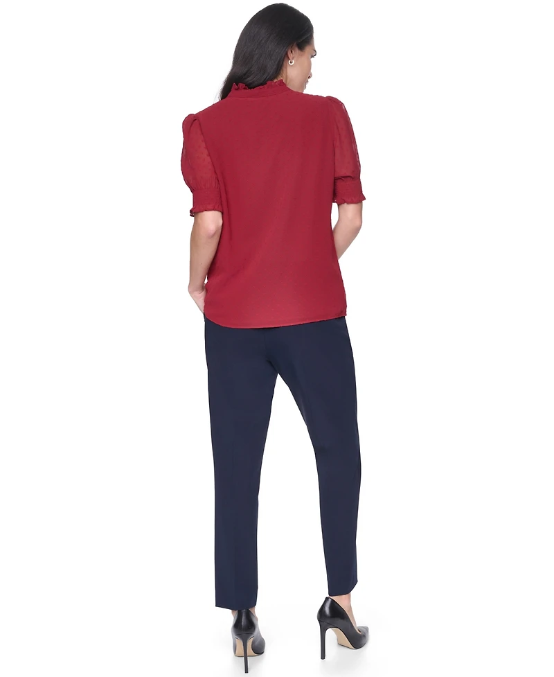 Tommy Hilfiger Women's Clip Dot Mock Neck Popover Top