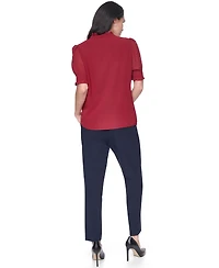 Tommy Hilfiger Women's Clip Dot Mock Neck Popover Top