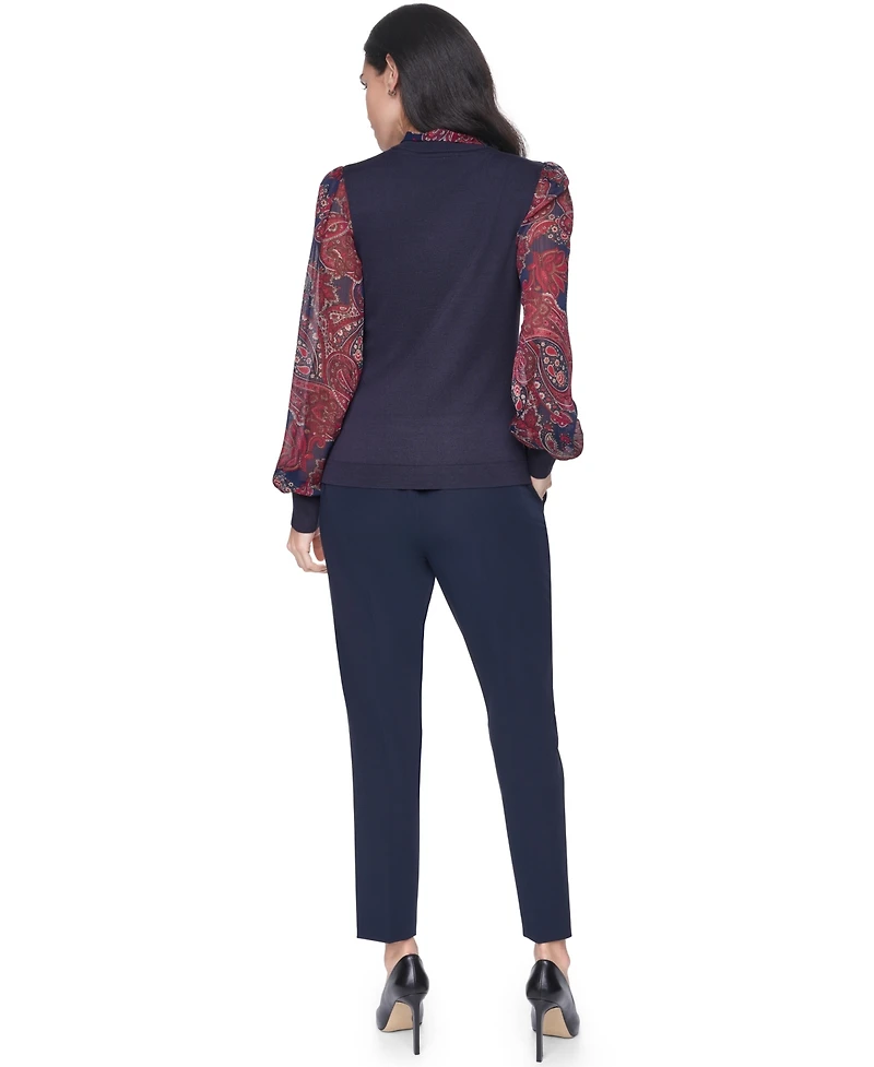 Tommy Hilfiger Women's Paisley V-Neck Sweater