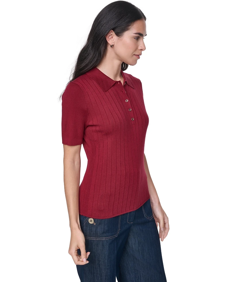 Tommy Hilfiger Women's Short-Sleeve Polo Sweater