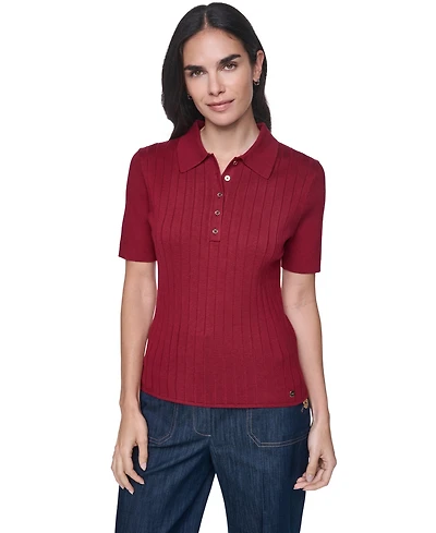 Tommy Hilfiger Women's Short-Sleeve Polo Sweater