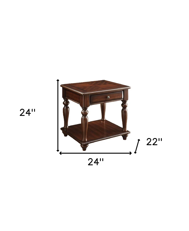HomeRoots 24" Manufactured Wood Rectangular End Table With Drawer And Shelf