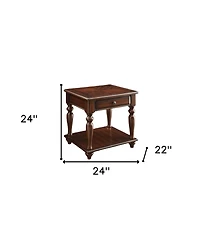HomeRoots 24" Manufactured Wood Rectangular End Table With Drawer And Shelf