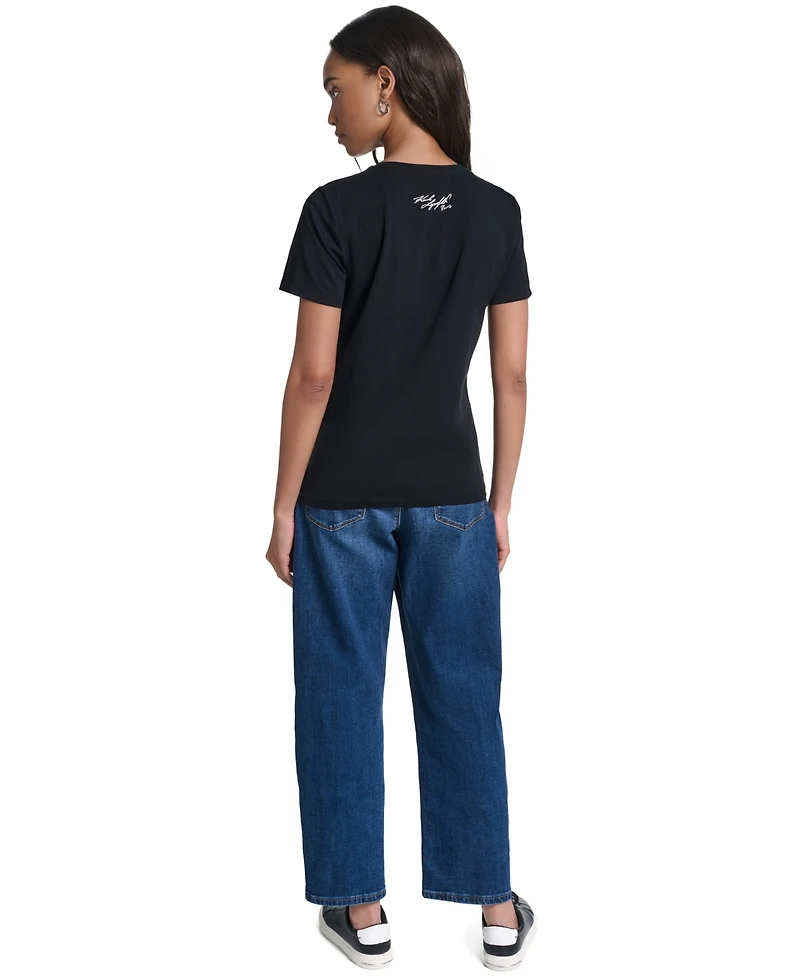 Karl Lagerfeld Paris Women's Bonjour Crewneck T-Shirt