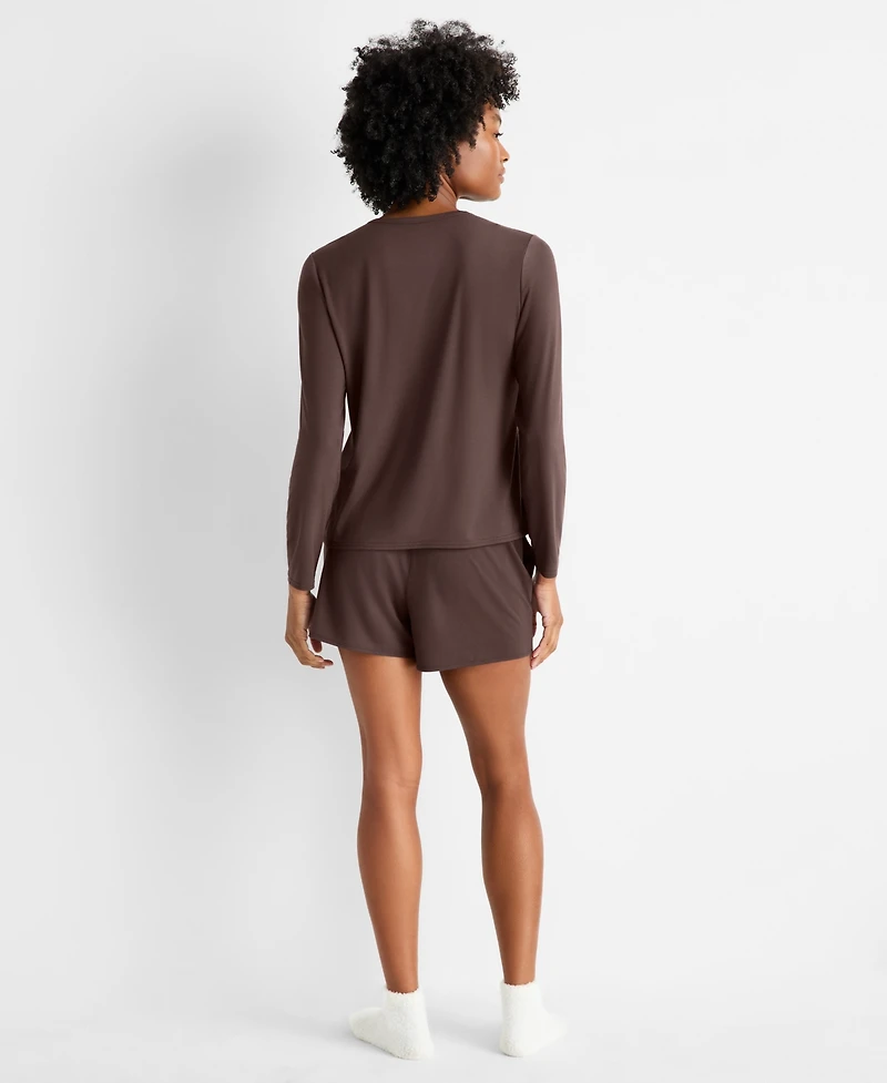 State of Day Women's Crewneck Long-Sleeve Short Pajama Set, Macy's Exclusive