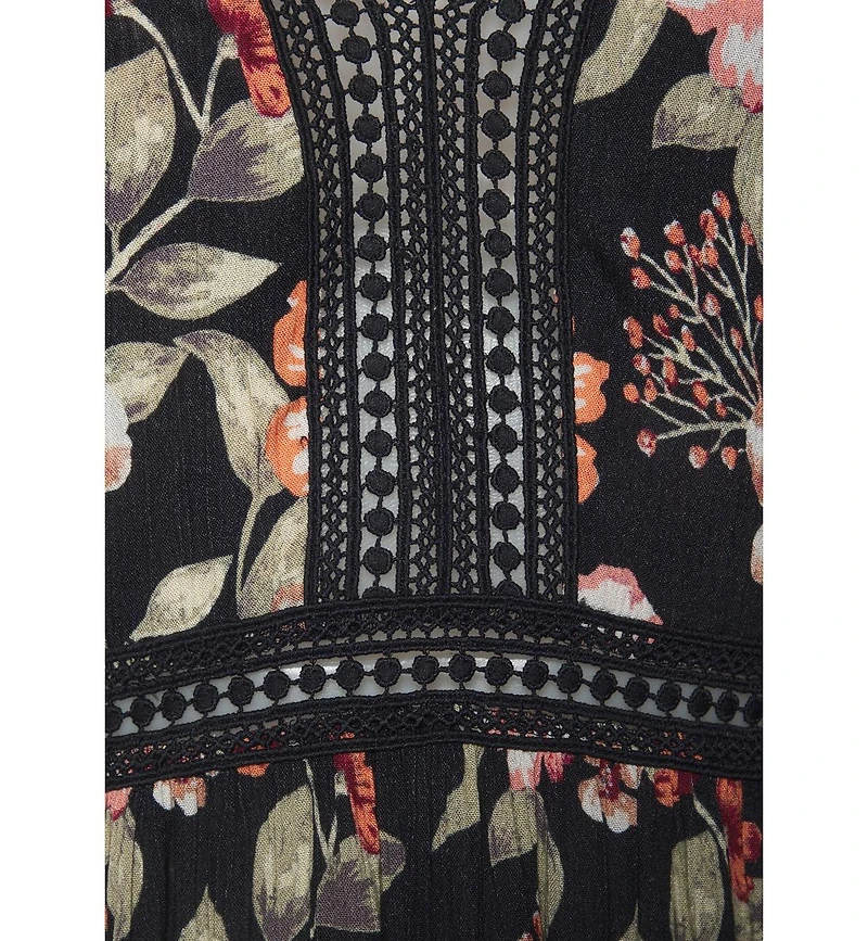 Lascana Women's Crochet Detail Floral Maxi Dress