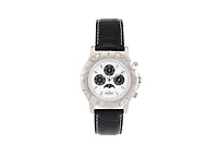 Peugeot Mens Round 40mm Multi-Function Moon Phase Watch with Leather Band