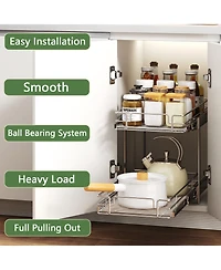 Lovmor 2 Tier Individual Pull Out Cabinet Organizer Slide Kitchen Storage Sliding Shelves