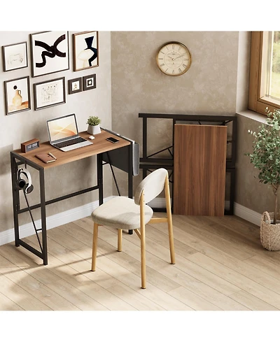 homfan 31.5" Folding Computer Desk – Home Office Desk with Storage Bag and Hook, Foldable Table for Gaming and Study in Small Spaces