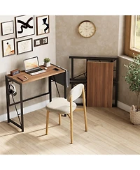 homfan 31.5" Folding Computer Desk – Home Office Desk with Storage Bag and Hook, Foldable Table for Gaming and Study in Small Spaces