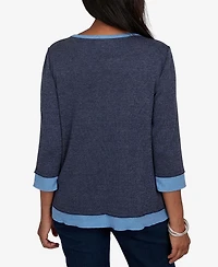Alfred Dunner Women's Classic Heathered Colorblock Knit Top