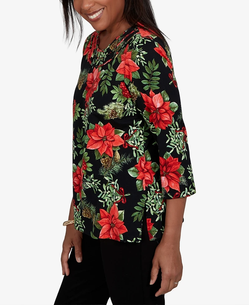 Alfred Dunner Women's Classic Cardinals On Branches Knit Top